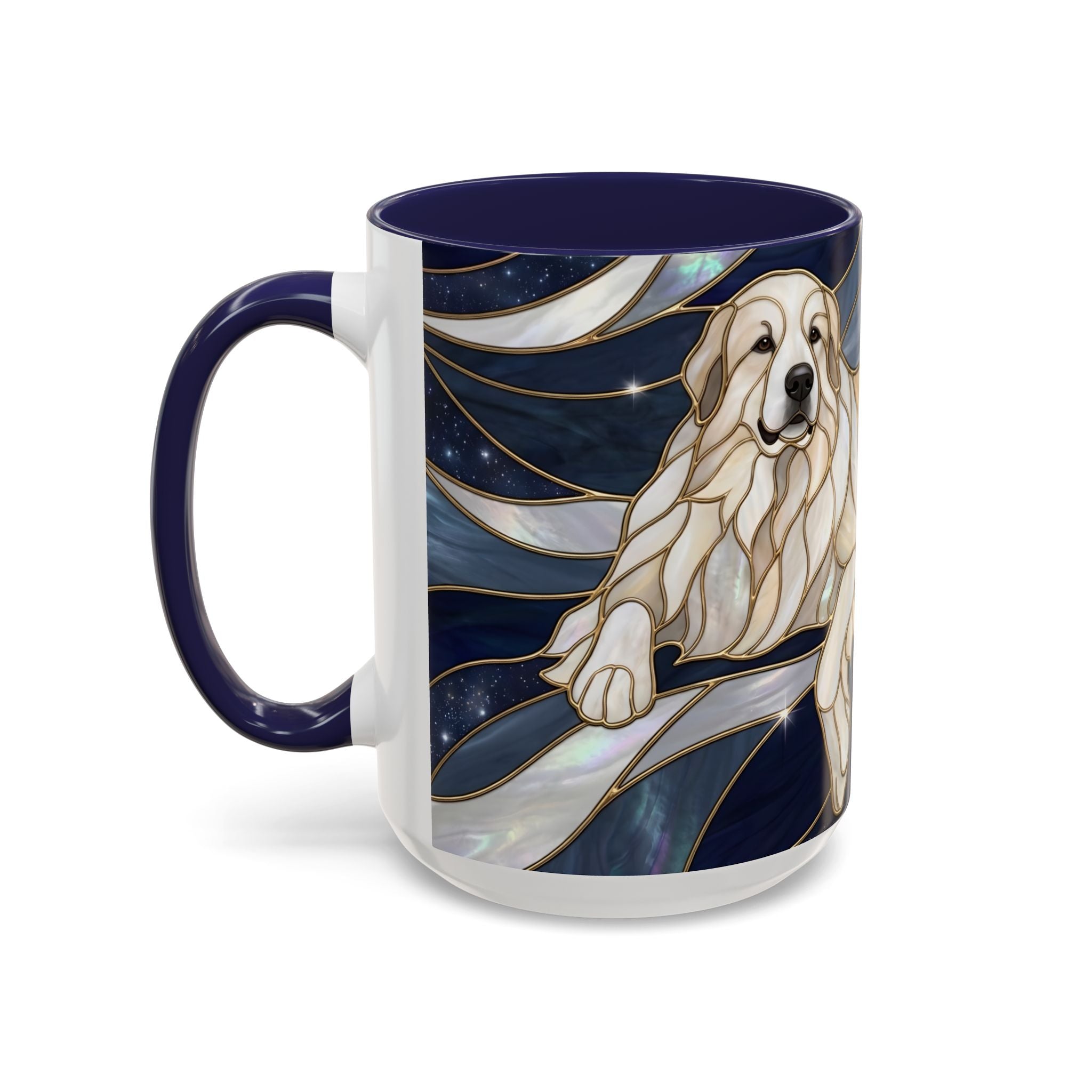 Navy Glow Great Pyrenees Stained Glass Style Mug