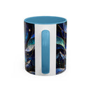 Aurora Mountain Wolf Stained Glass Style Mug