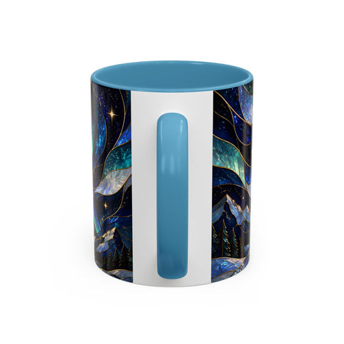 Aurora Mountain Wolf Stained Glass Style Mug