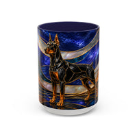 Blue Wave Doberman Pinscher Stained Glass Style Mug