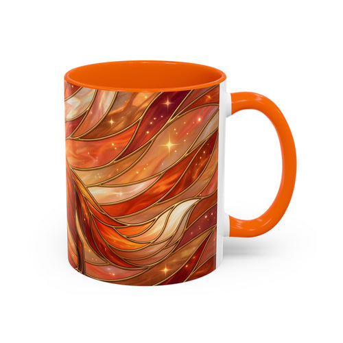 Orange Glow Fox Stained Glass Style Mug