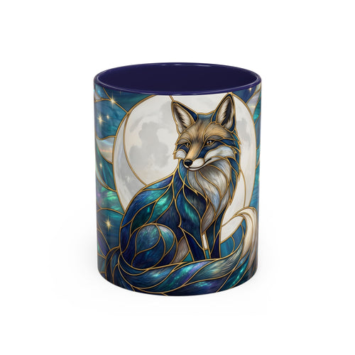 Moonlit Fox Stained Glass Style Mug