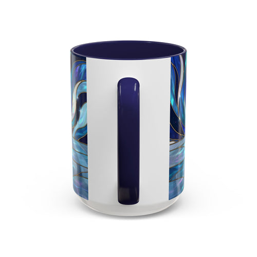 Cobalt Wolf Reflection Stained Glass Style Mug