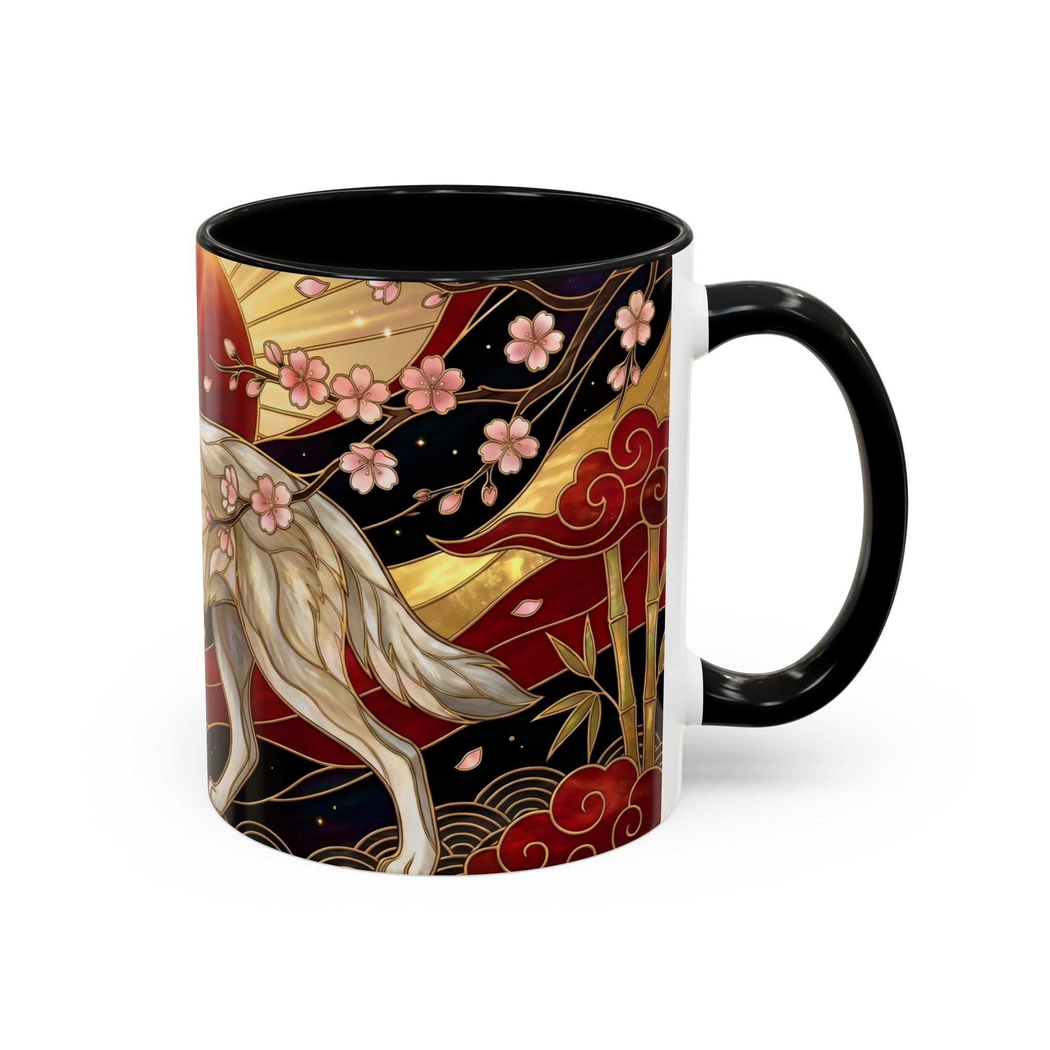 Sakura Wolf Stained Glass Style Mug