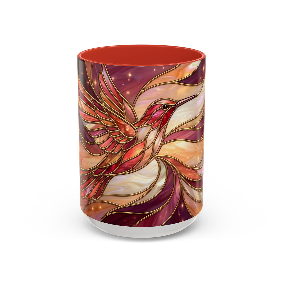 Rose Glow Hummingbird Stained Glass Style Mug