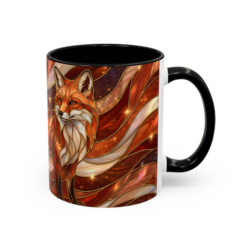 Ruby Glow Fox Stained Glass Style Mug