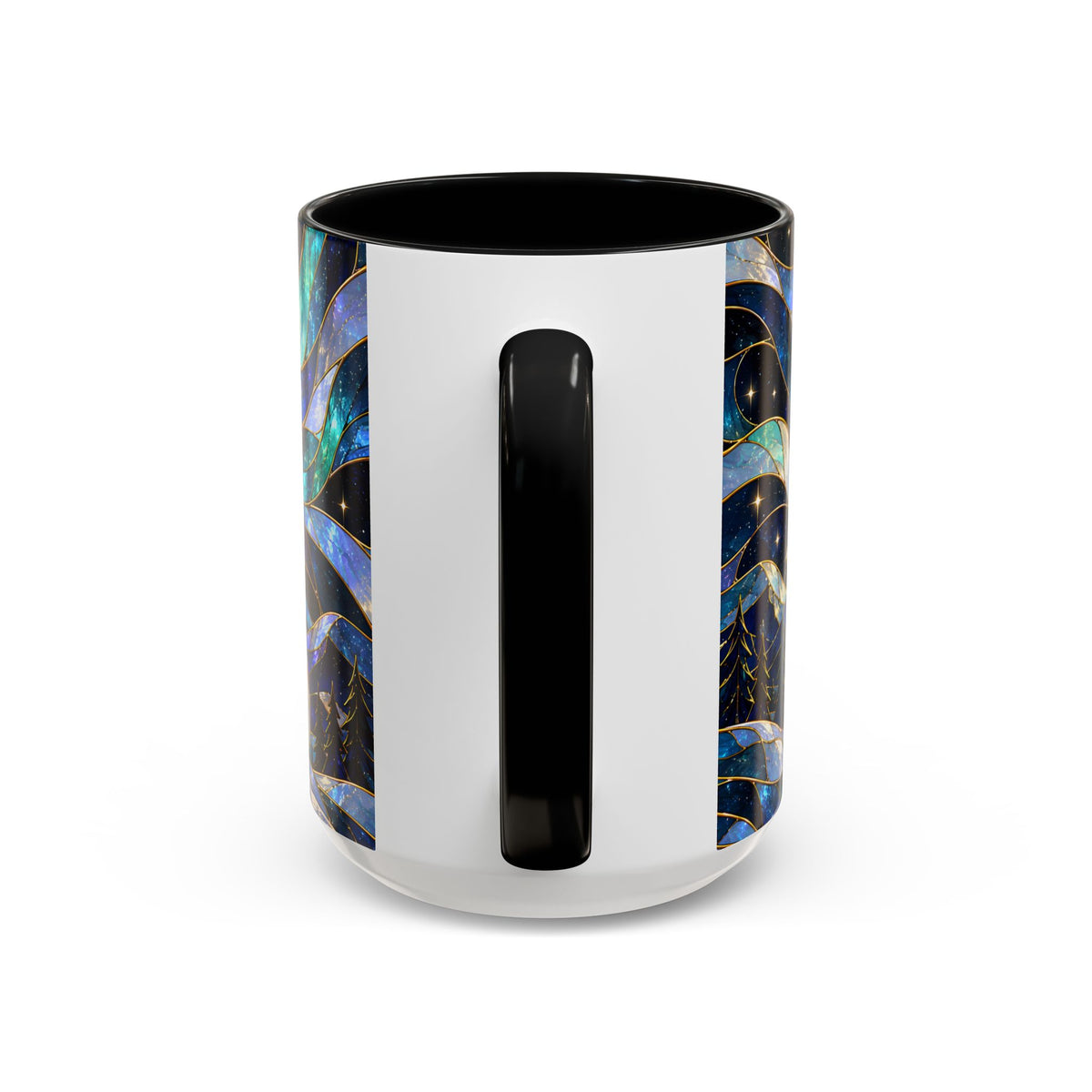 Northern Lights Wolf Stained Glass Style Mug