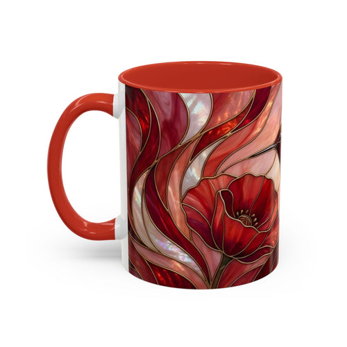 Scarlet Bloom Hummingbird Stained Glass Style Mug