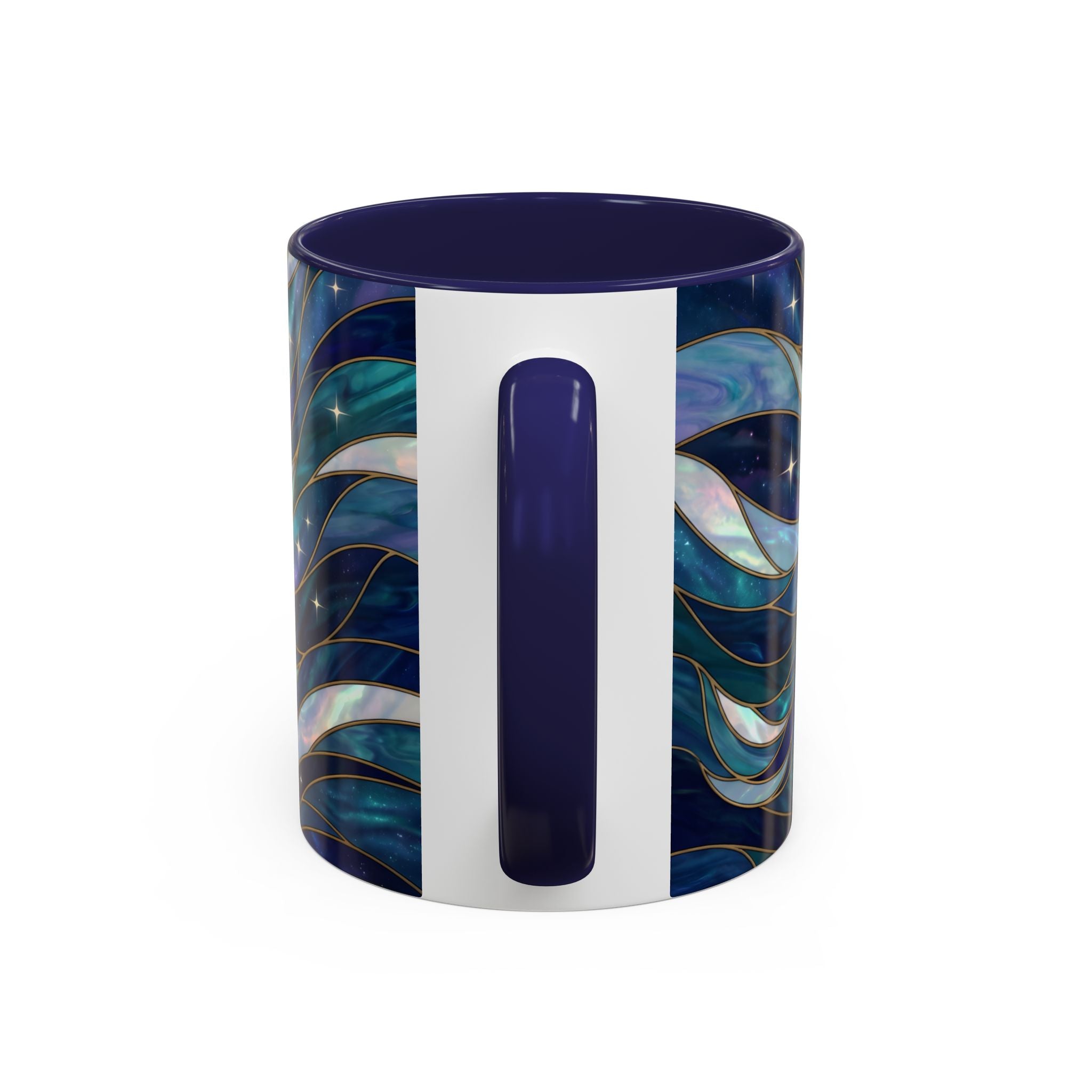 Celestial Blue Wolf Stained Glass Style Mug