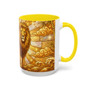 Golden Sakura Lion Stained Glass Style Mug