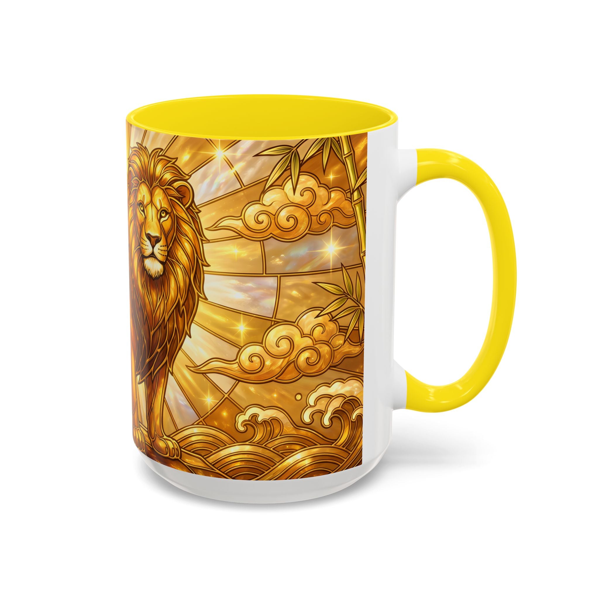 Golden Sakura Lion Stained Glass Style Mug