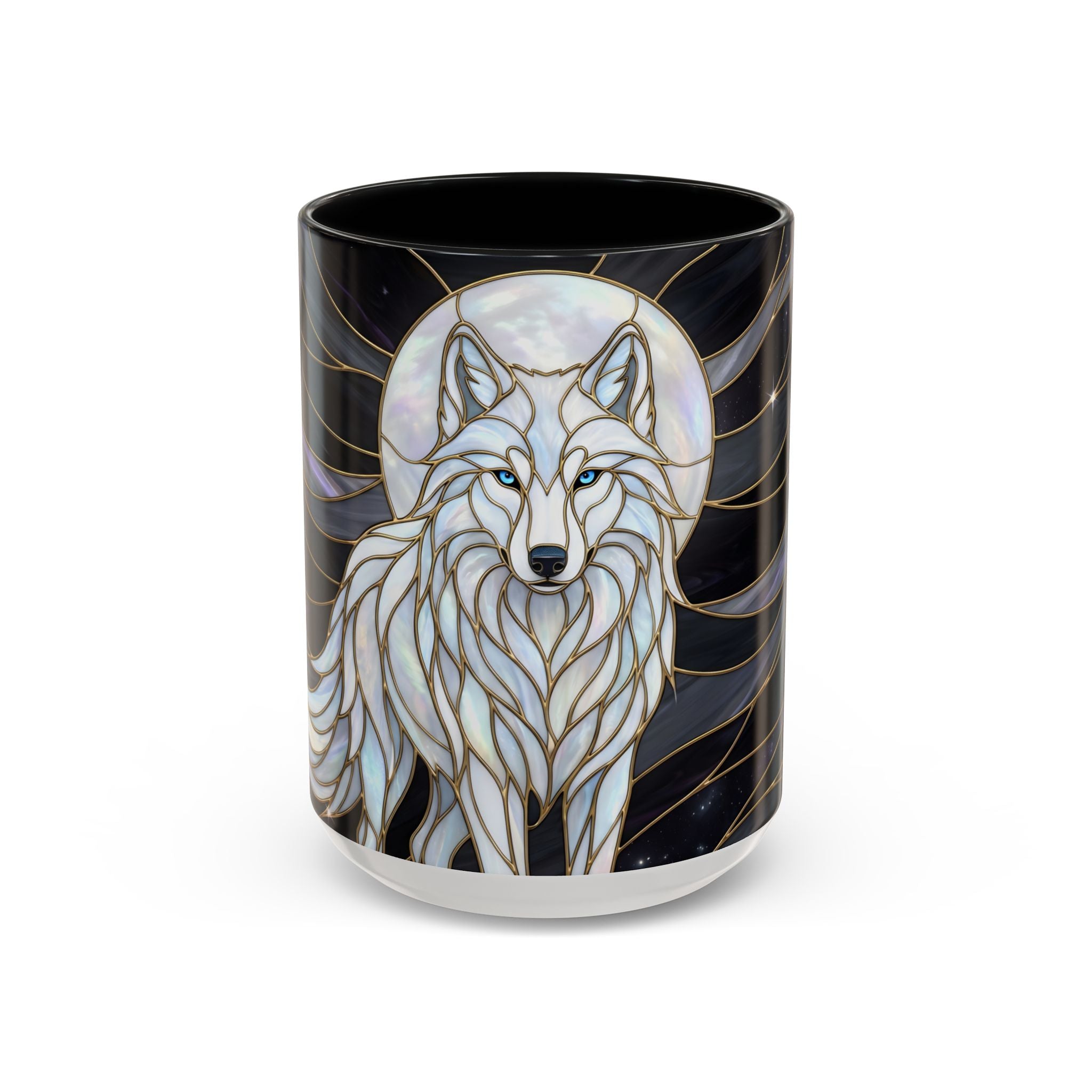 Night Wolf Stained Glass Style Mug