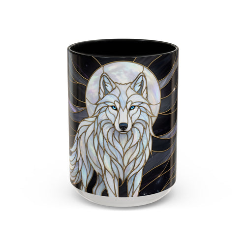 Night Wolf Stained Glass Style Mug
