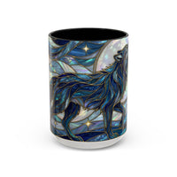 Sapphire Wolf Stained Glass Style Mug