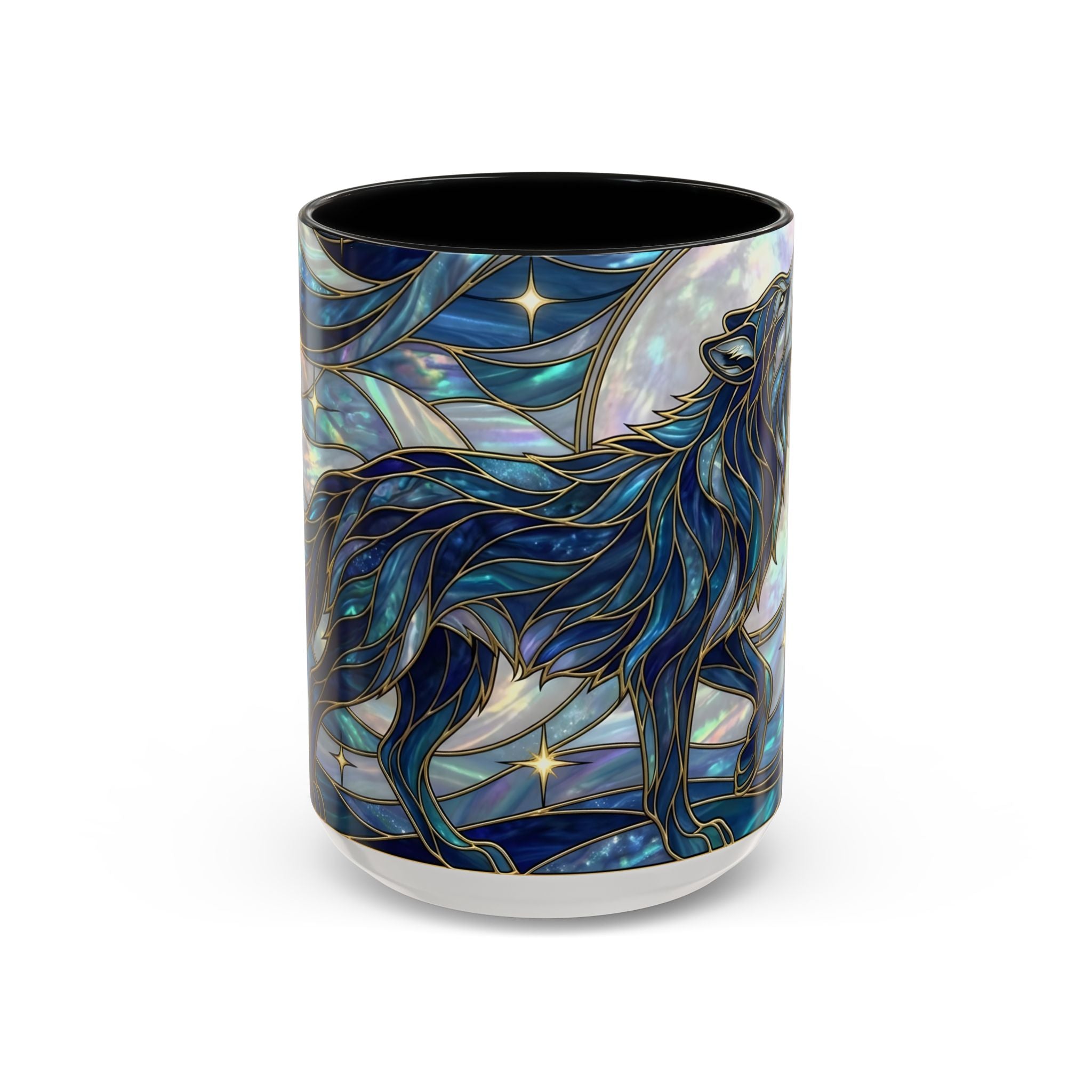 Sapphire Wolf Stained Glass Style Mug