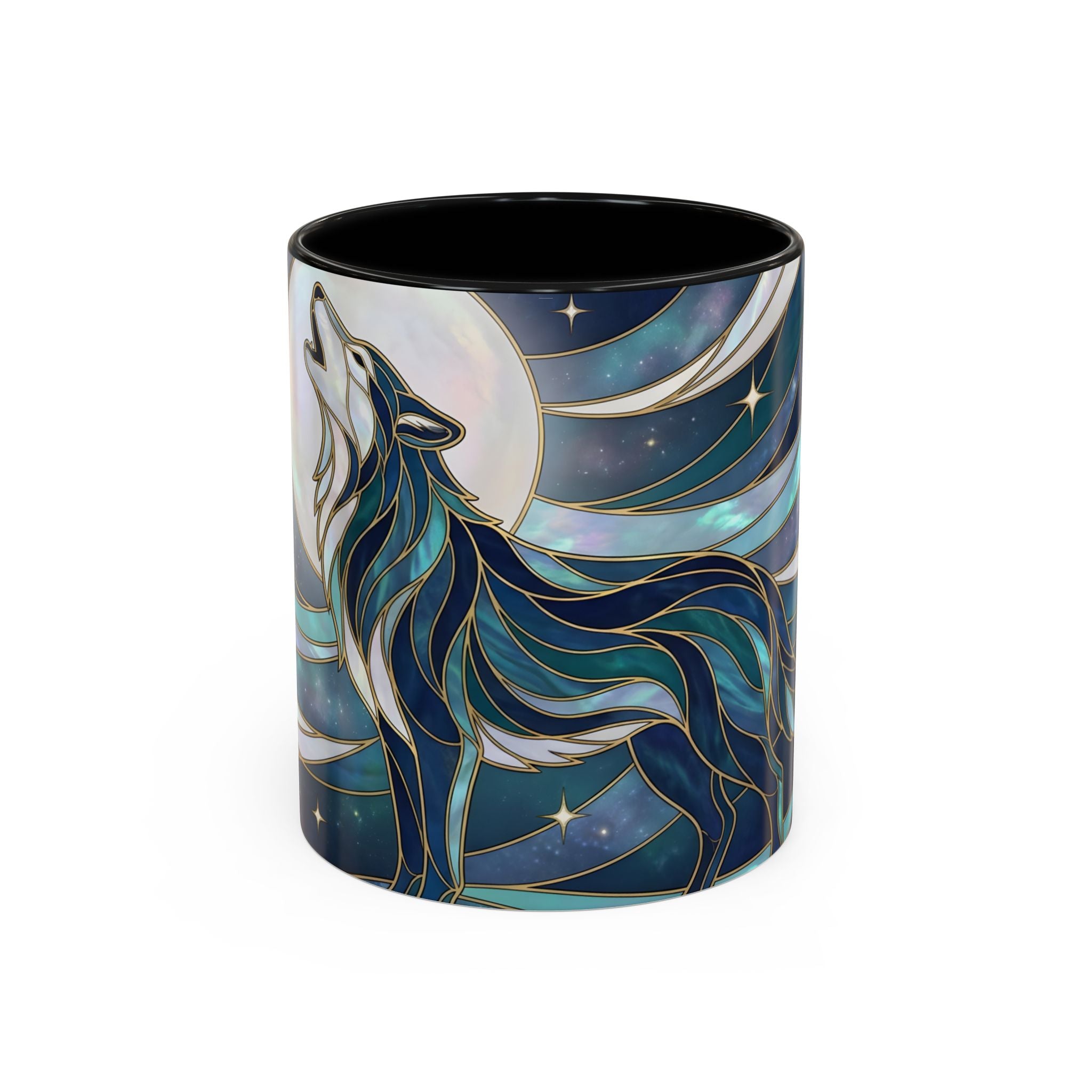 Moon Howl Wolf Stained Glass Style Mug