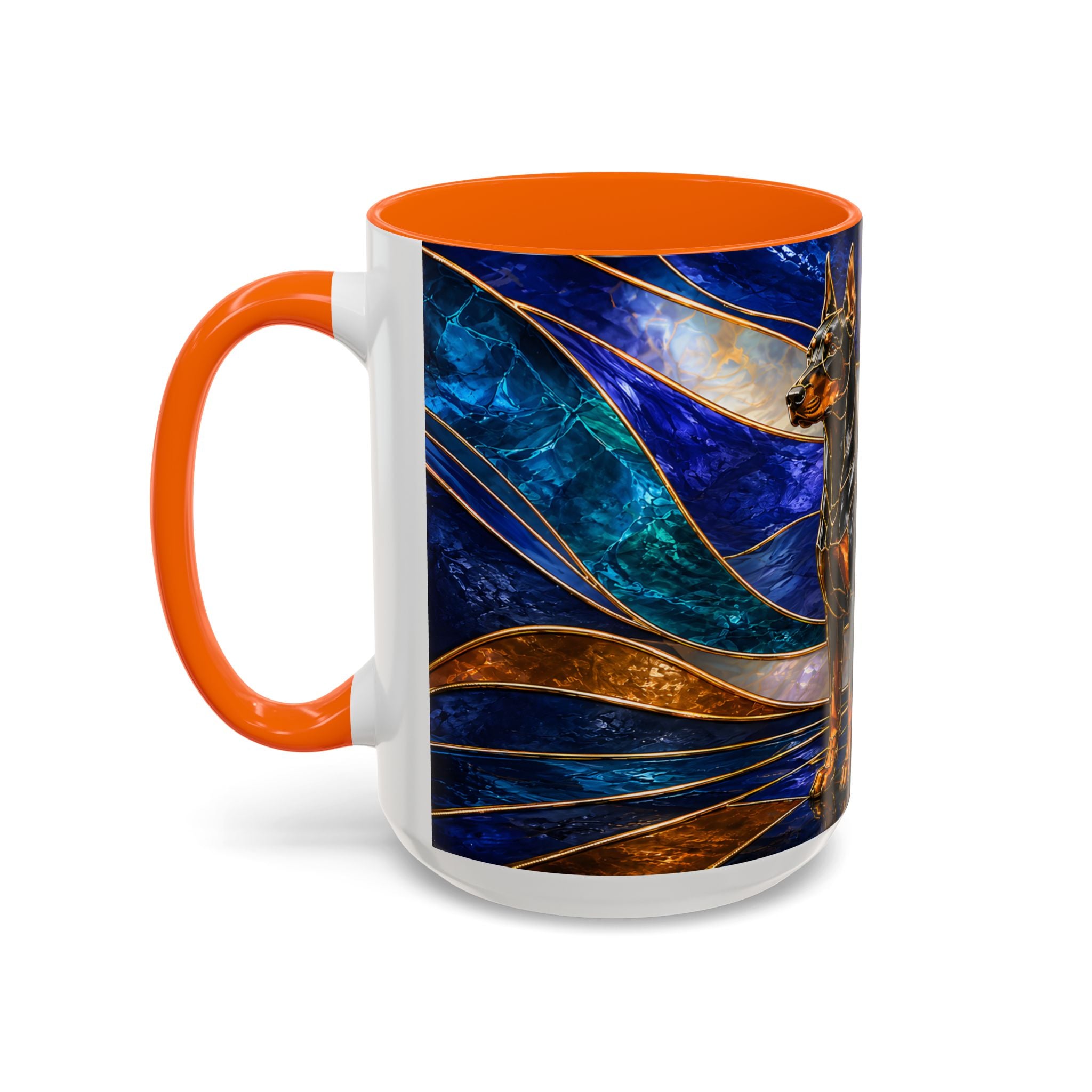 Blue Wave Doberman Pinscher Stained Glass Style Mug