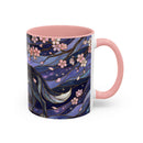 Night Sakura Wolf Stained Glass Style Wolf Coffee Mug