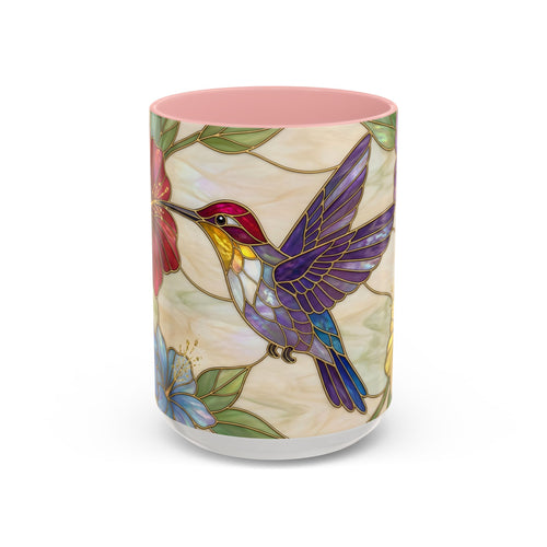Garden Bloom Hummingbird Stained Glass Style Mug