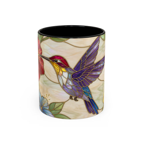 Garden Bloom Hummingbird Stained Glass Style Mug