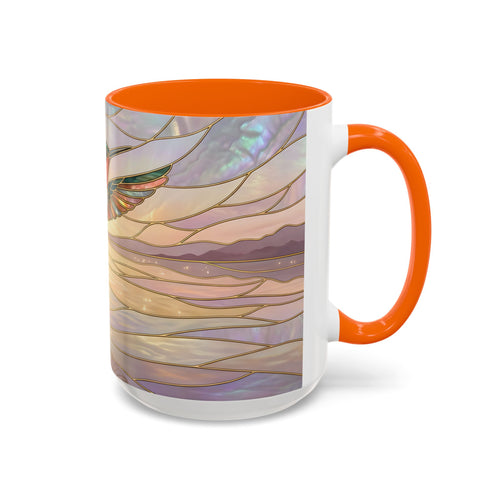 Serene Horizon Hummingbird Stained Glass Style Mug