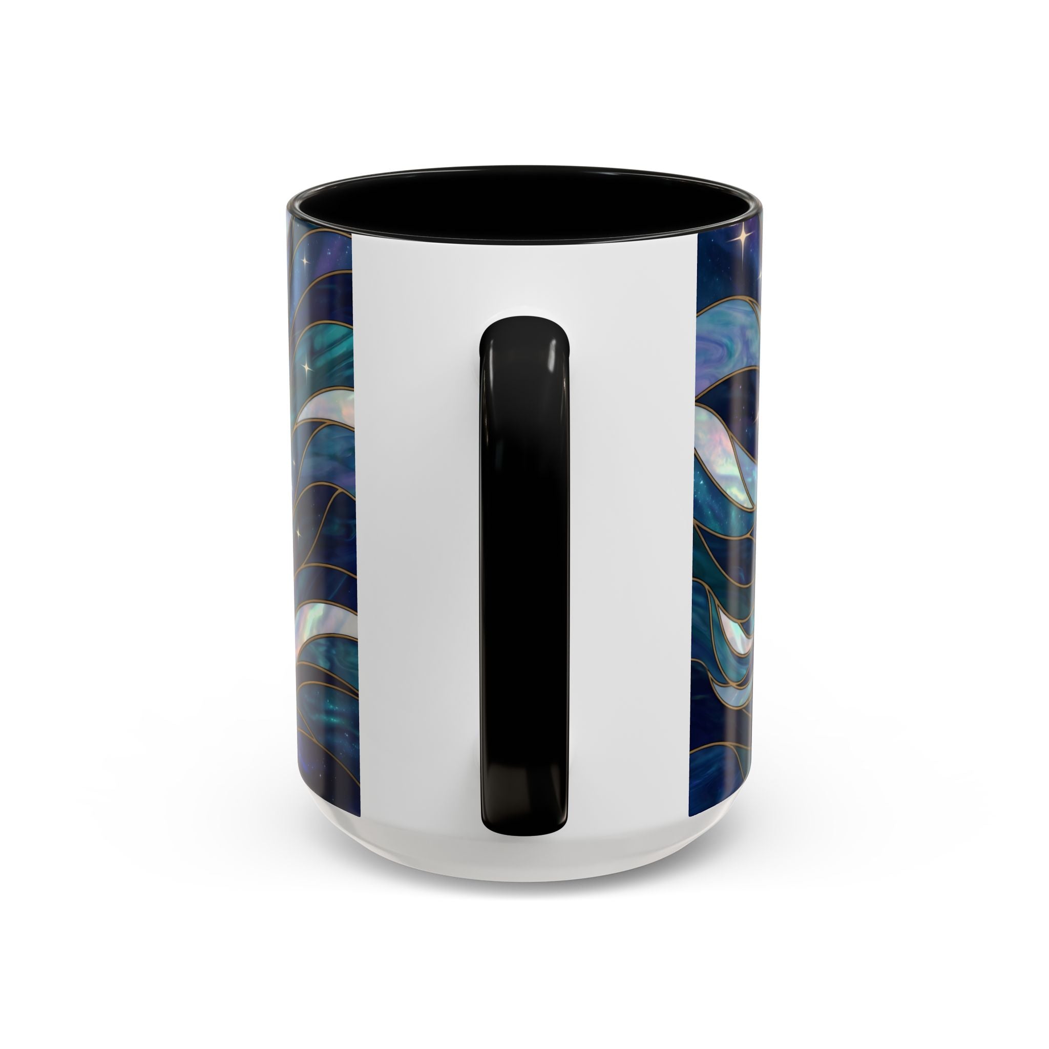 Celestial Blue Wolf Stained Glass Style Mug