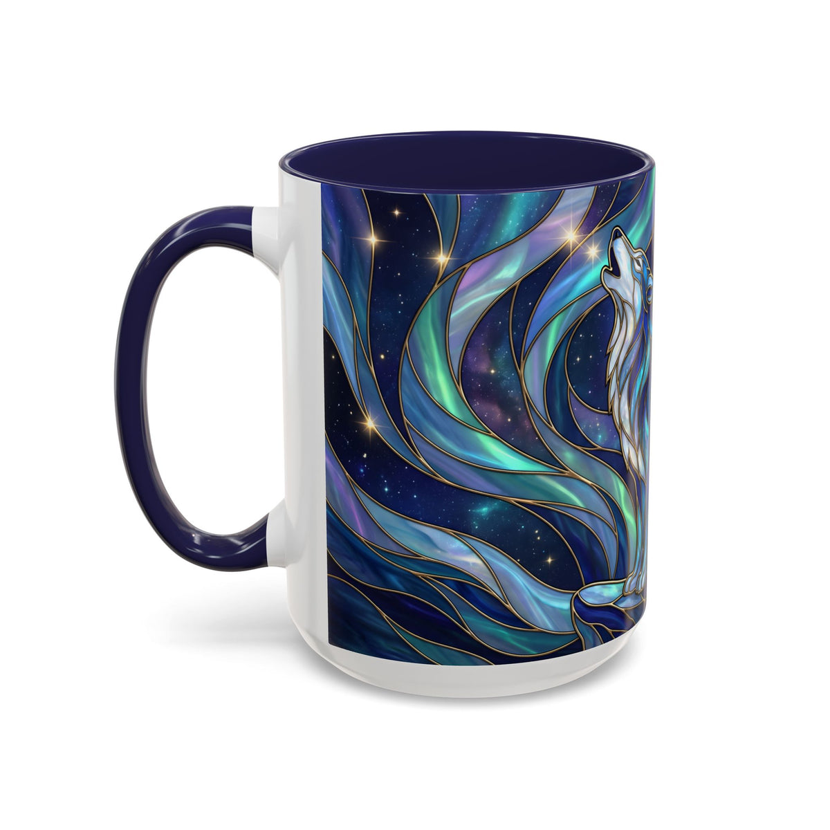 Aurora Howl Wolf Stained Glass Style Mug