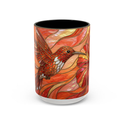 Hibiscus Glow Hummingbird Stained Glass Style Mug