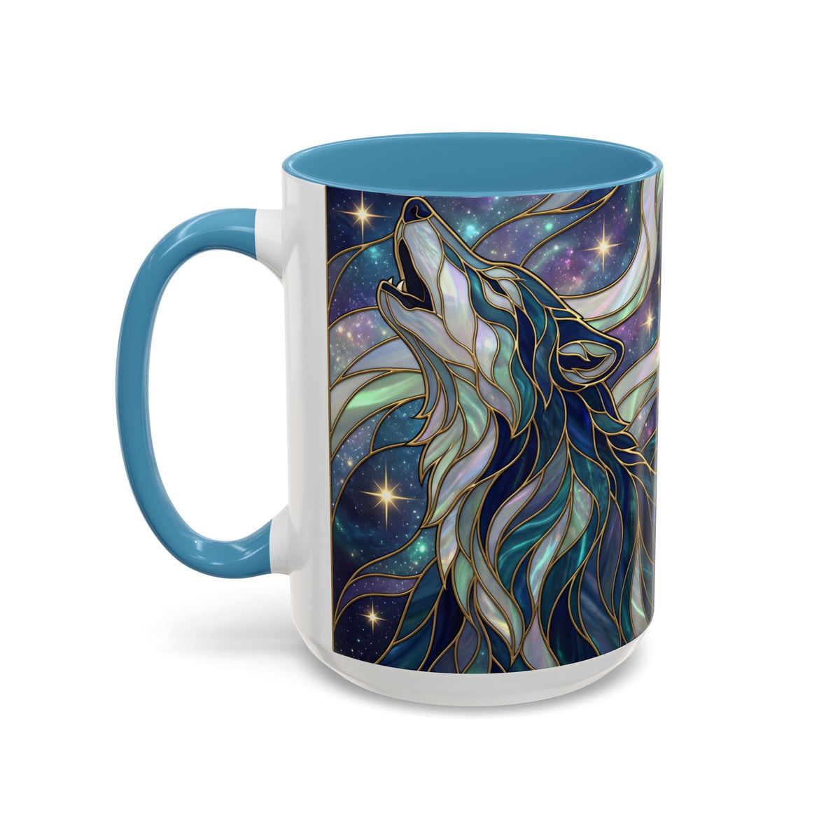 Starlight Wolf Stained Glass Style Mug