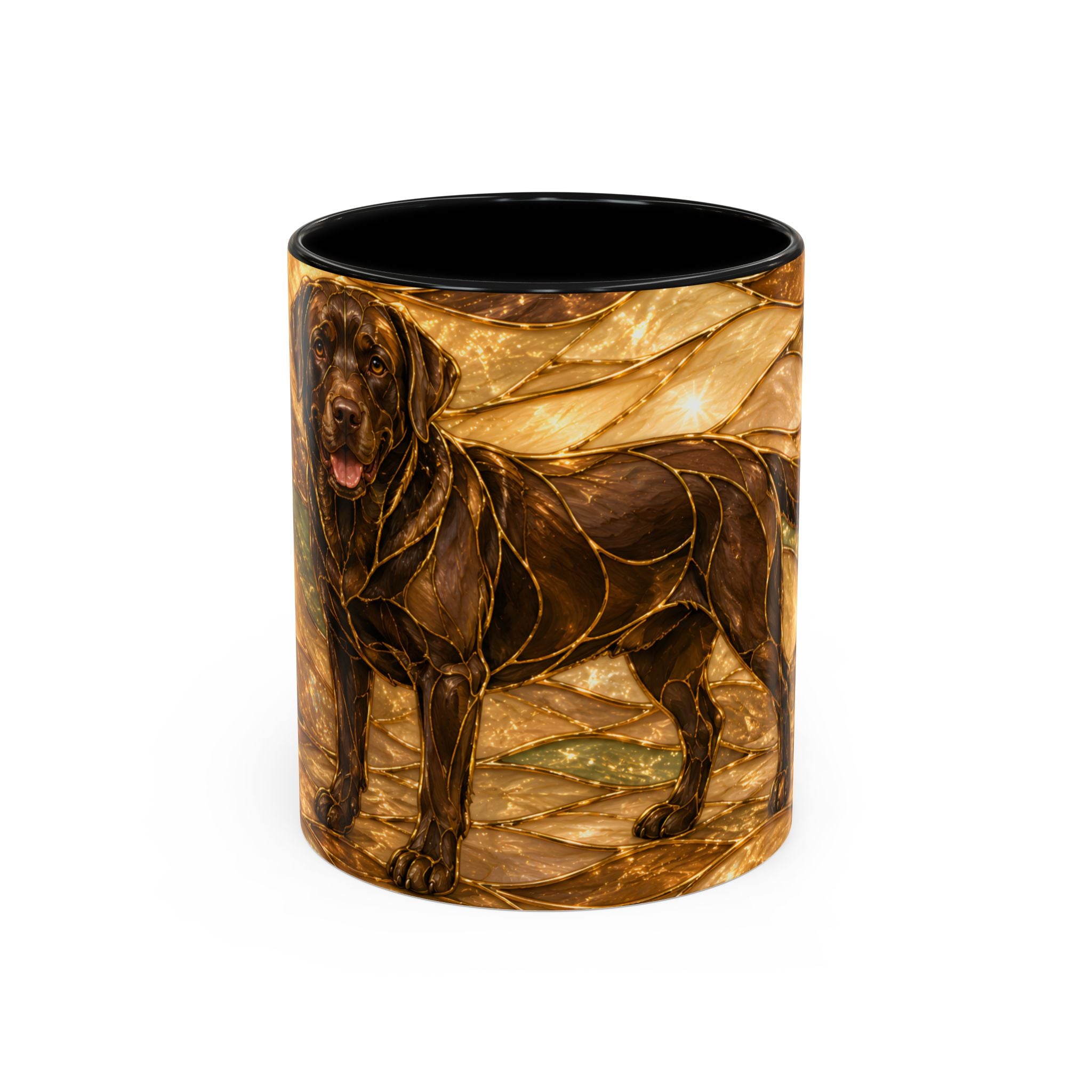 Honey Glow Chocolate Labrador Retriever Stained Glass Style Mug