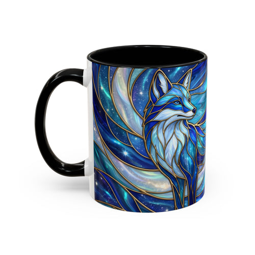 Blue Glow Fox Stained Glass Style Mug