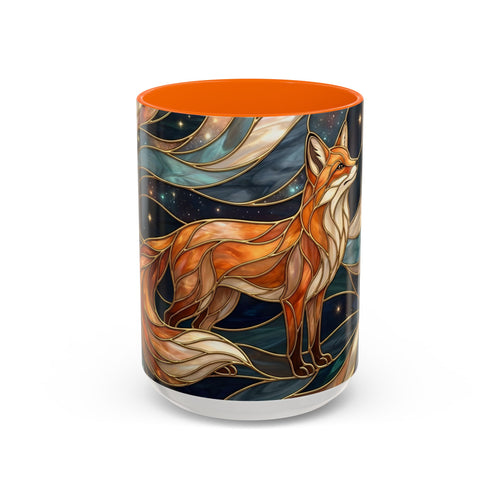 Celestial Night Fox Stained Glass Style Mug