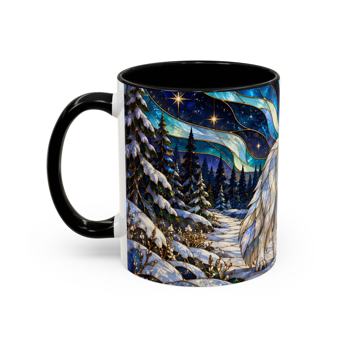 Aurora Lake Wolf Stained Glass Style Mug