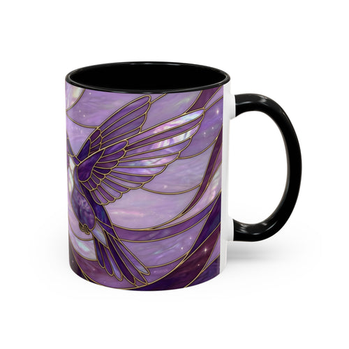 Purple Bloom Hummingbird Stained Glass Style Mug