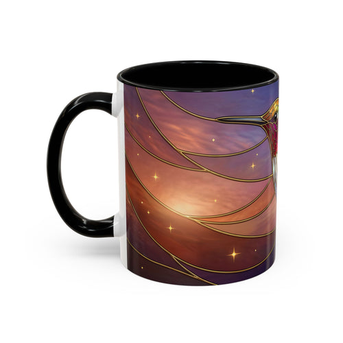 Sunset Sky Hummingbird Stained Glass Style Mug