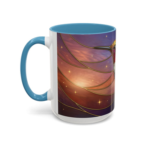 Sunset Sky Hummingbird Stained Glass Style Mug