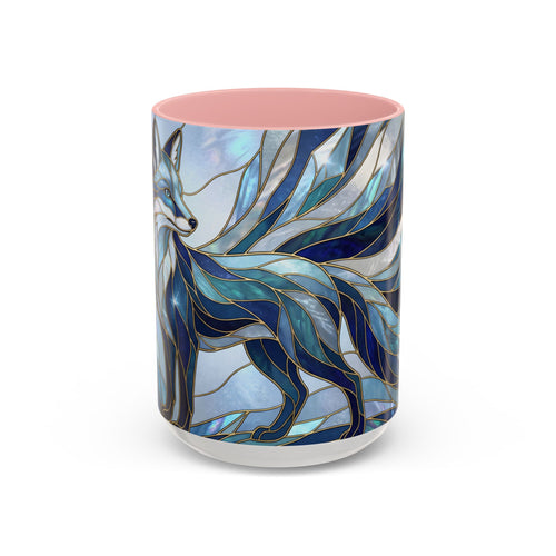 Icy Blue Fox Stained Glass Style Mug