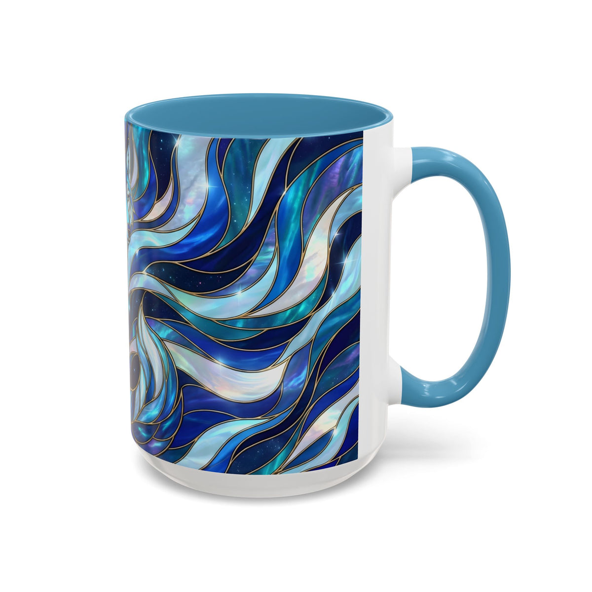 Cobalt Wolf Guardian Stained Glass Style Mug