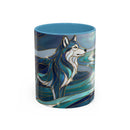 River Moon Wolf Stained Glass Style Mug