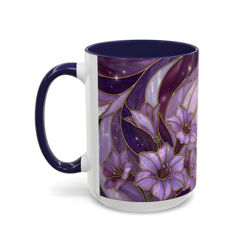 Purple Bloom Hummingbird Stained Glass Style Mug