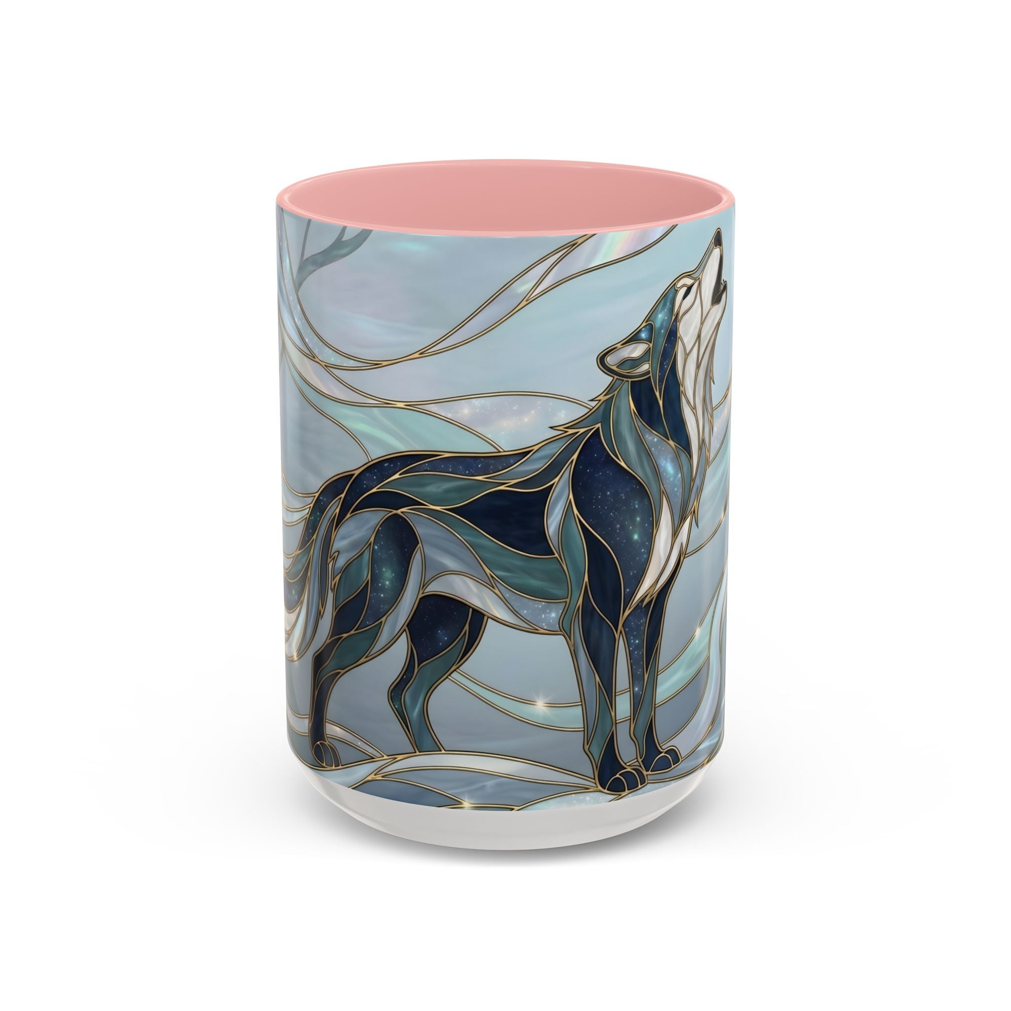 Mystical Blue Wolf Stained Glass Style Mug