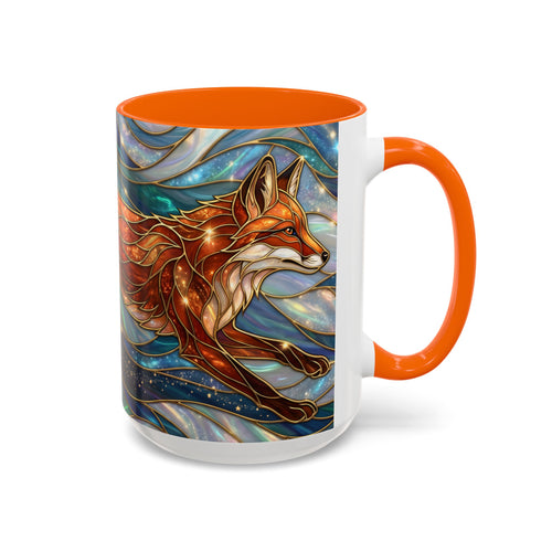 Celestial Running Fox Stained Glass Style Mug