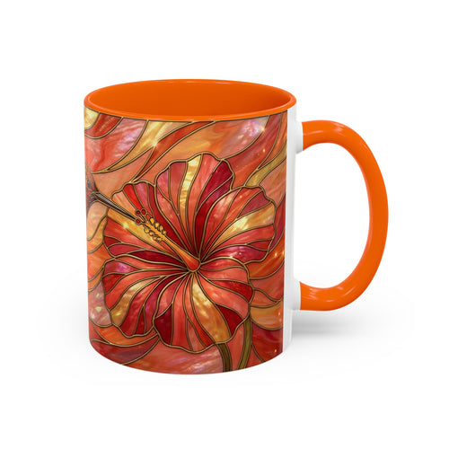 Hibiscus Glow Hummingbird Stained Glass Style Mug