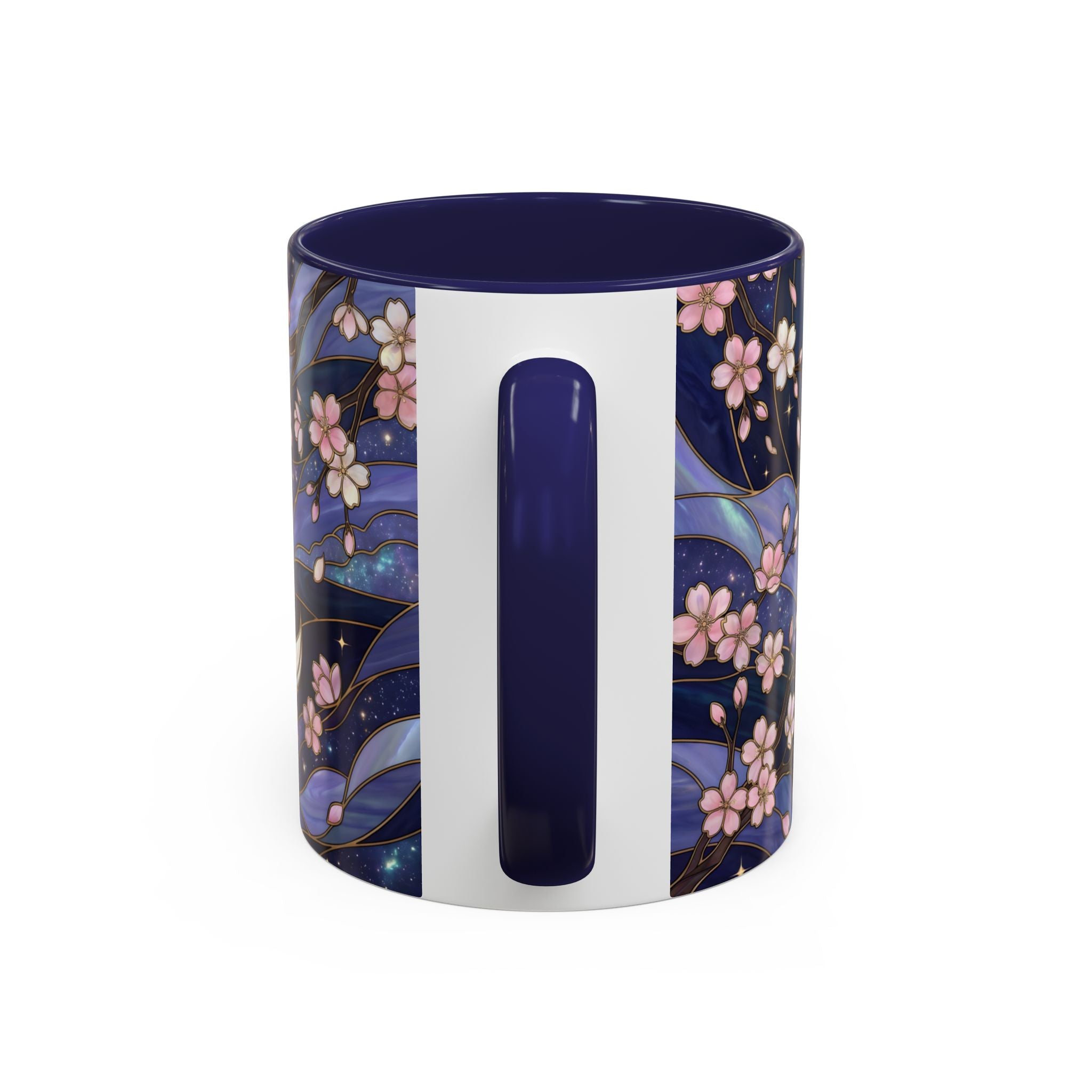 Night Sakura Wolf Stained Glass Style Wolf Coffee Mug