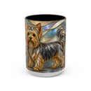 Blue Glow Yorkshire Terrier Stained Glass Style Mug