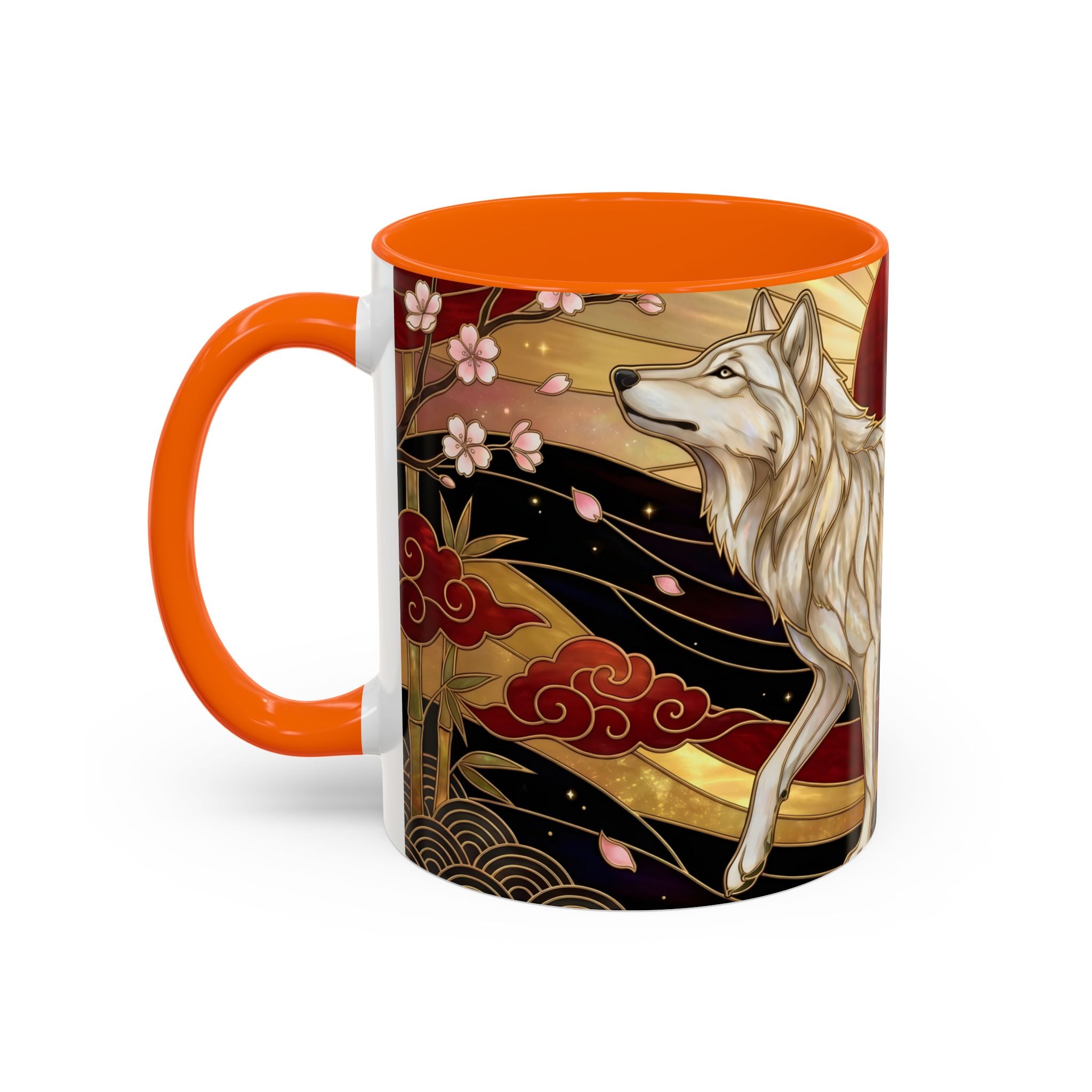 Sakura Wolf Stained Glass Style Mug