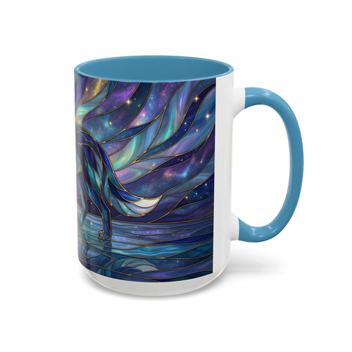 Starlit Lake Wolf Stained Glass Style Mug