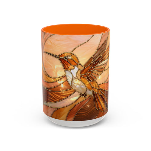 Honey Glow Hummingbird Stained Glass Style Mug