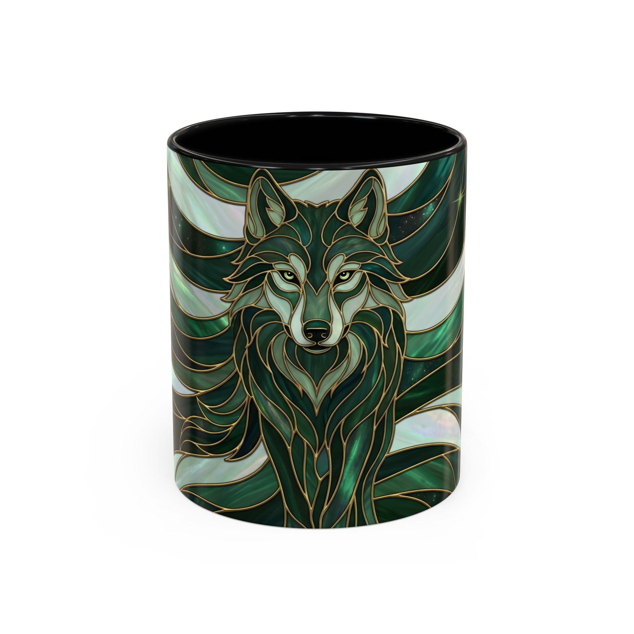 Jade Wolf Stained Glass Style Mug