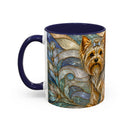 Blue Glow Yorkshire Terrier Stained Glass Style Mug